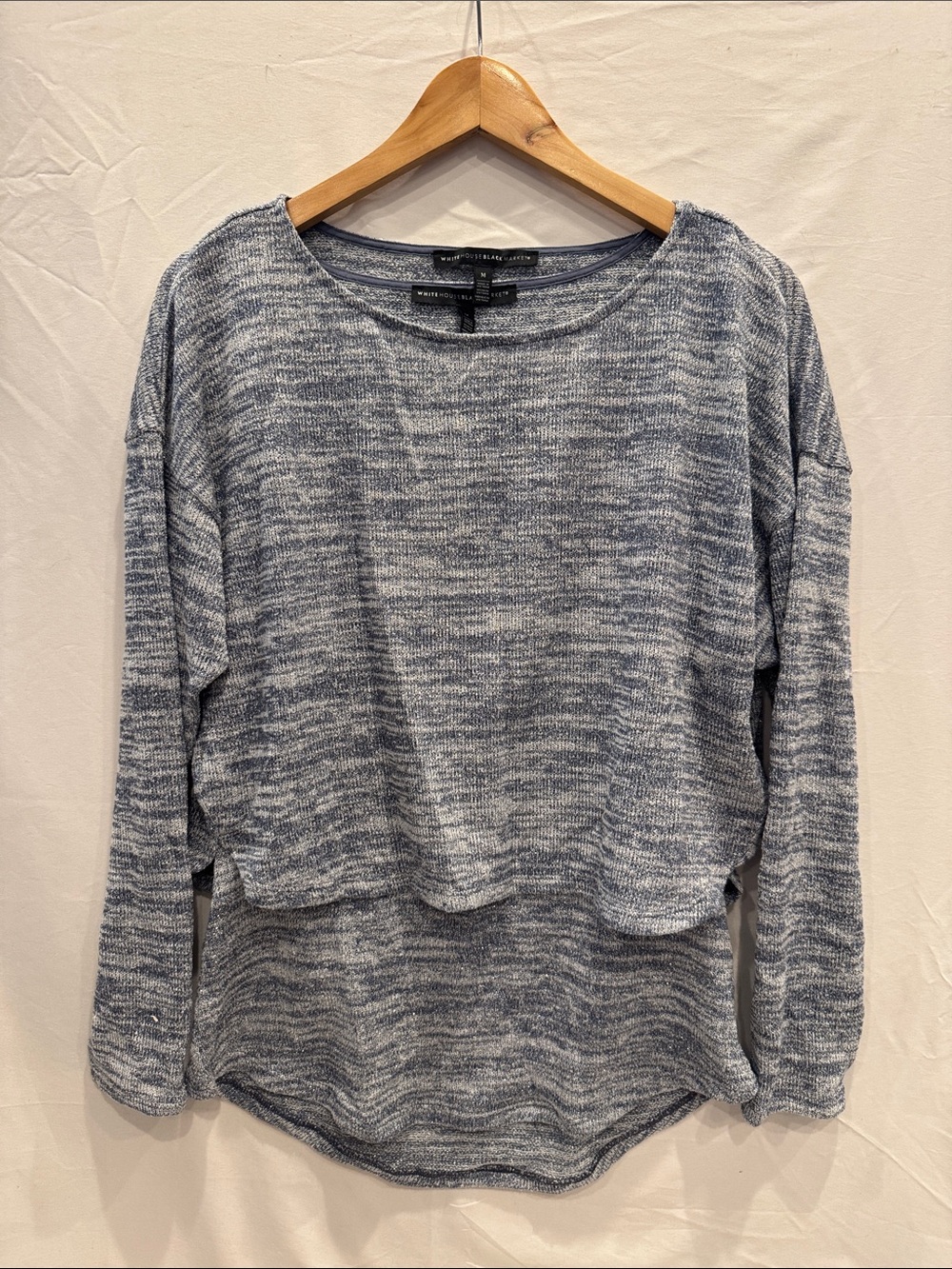 White House Black Market Heathered Blue Pullover Sweatshirt 2-Piece M
